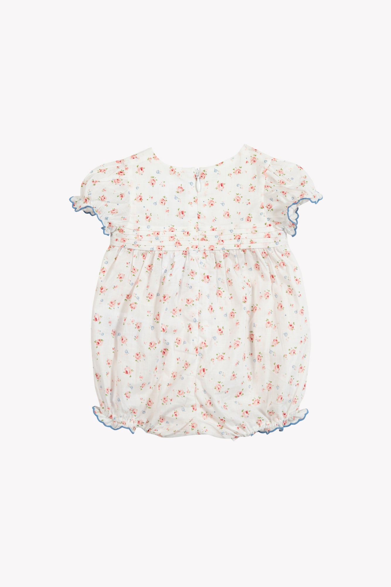 Kurzer Overall - Ecru Blumenmuster aus Baumwolle