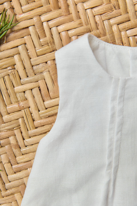 Kurzer Overall - Ecru Leinen - Image principale