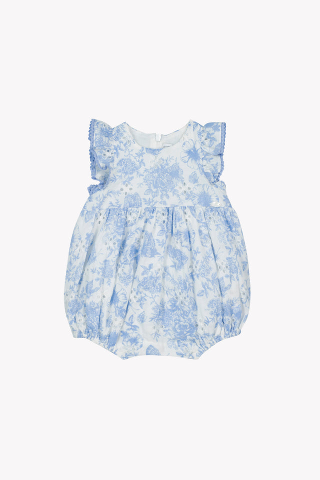 Jumpsuit short - Blue cotton Print flowery - Image principale