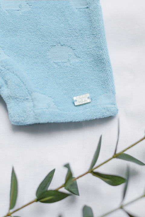 Combinaison courte - Bleu horizon  coton motif hérisson - Image principale