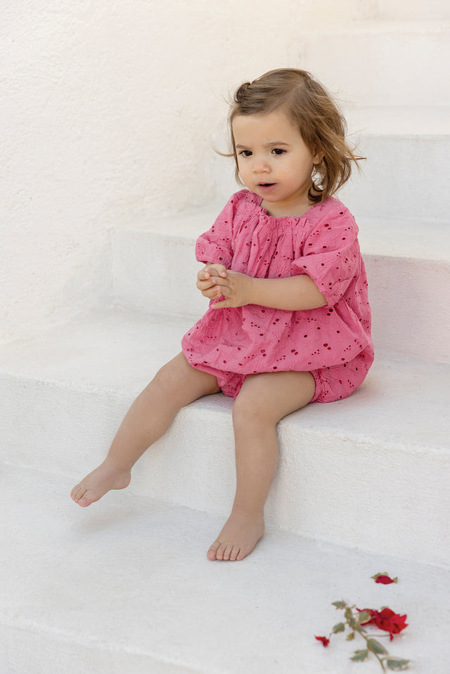 Completo breve - Rosa cotone Ricamo Inglese - Image principale