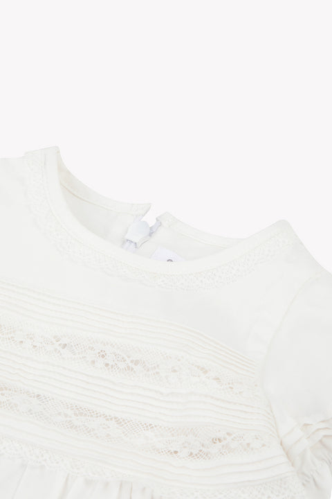 Kurzer Overall - Ecru Baumwolle Spitze - Image principale