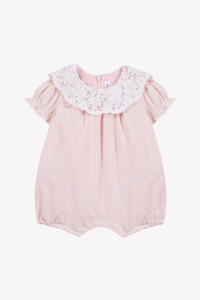Combinaison courte - Rose col dentelle - Image principale