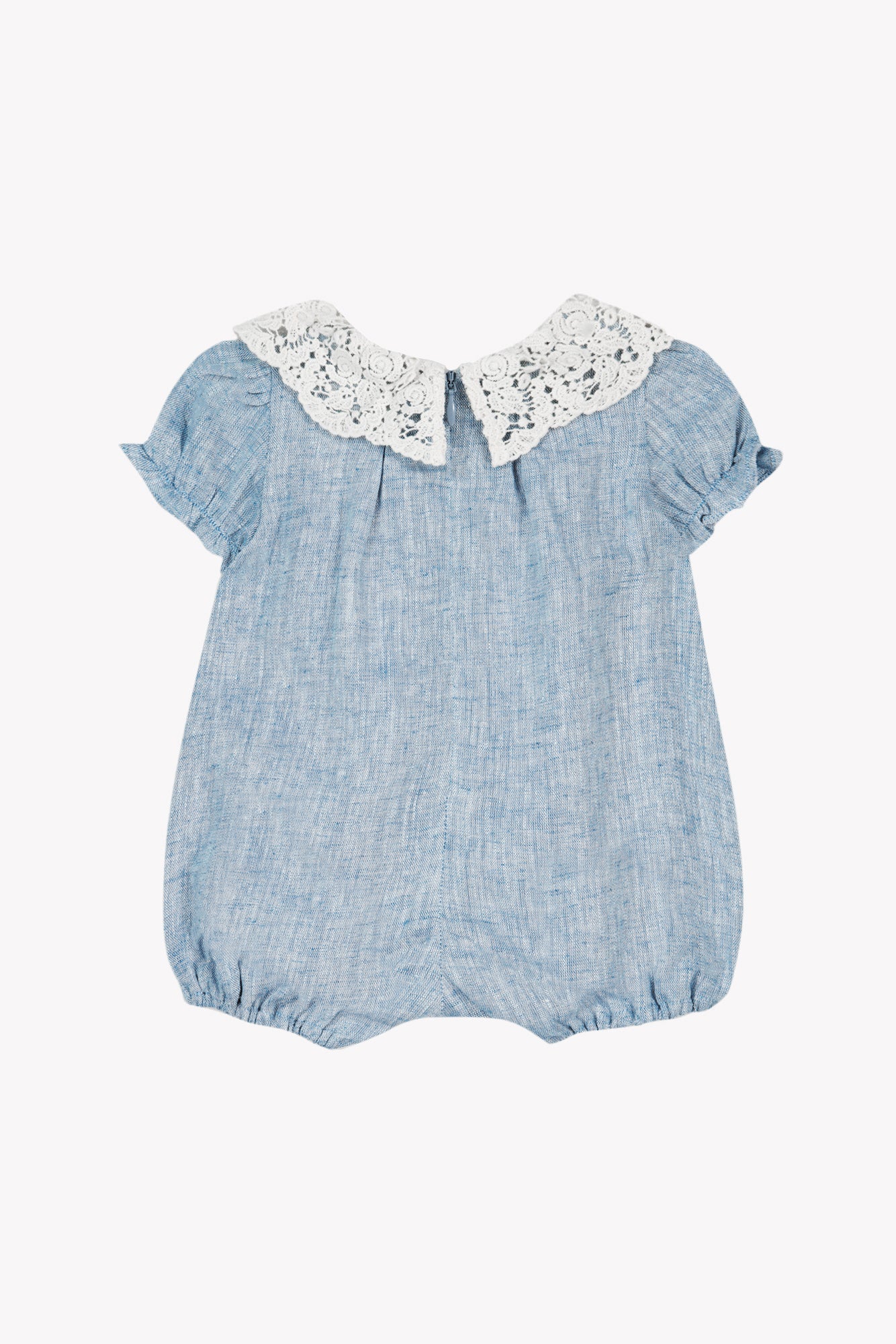 Combinaison courte - Bleu col dentelle