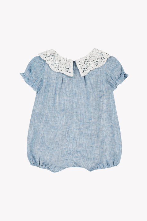 Combinaison courte - Bleu col dentelle - Image principale