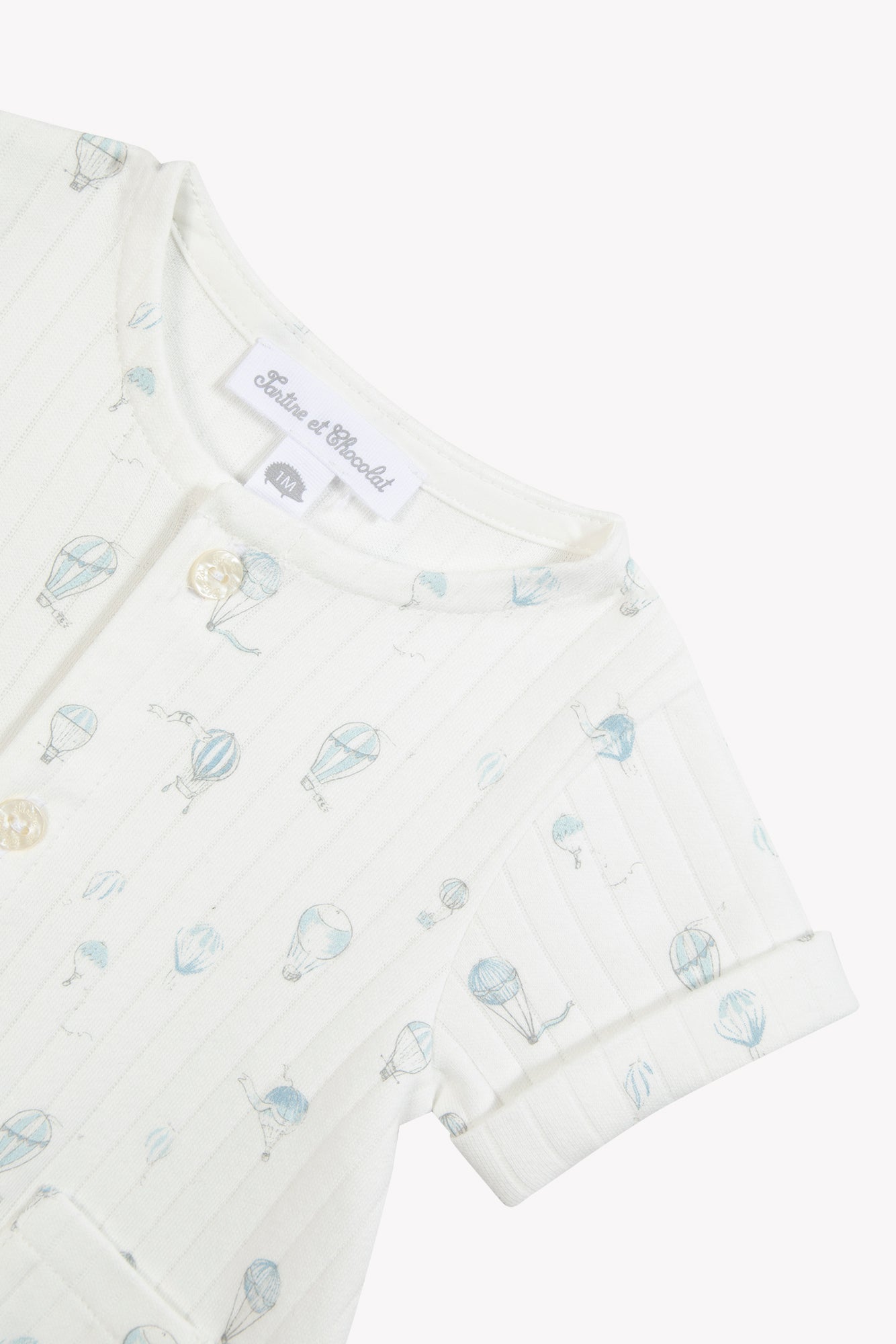 Kurzer Overall - Ecru Baumwolle DruckHeißluftballon