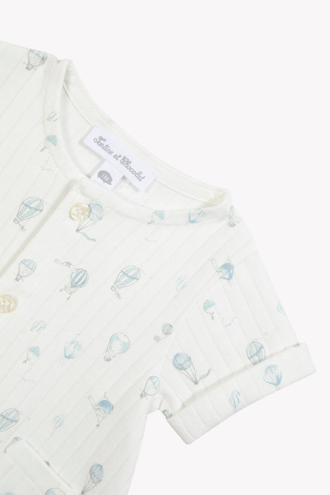 Kurzer Overall - Ecru Baumwolle DruckHeißluftballon - Image principale