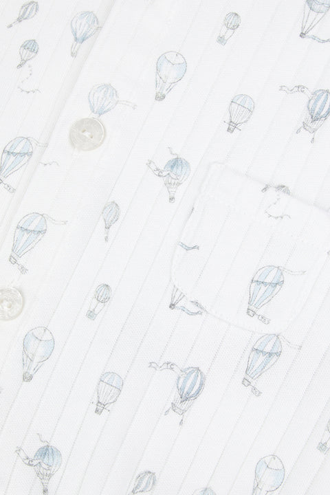 Combinaison courte - Ecru coton imprimé montgolfière - Image principale