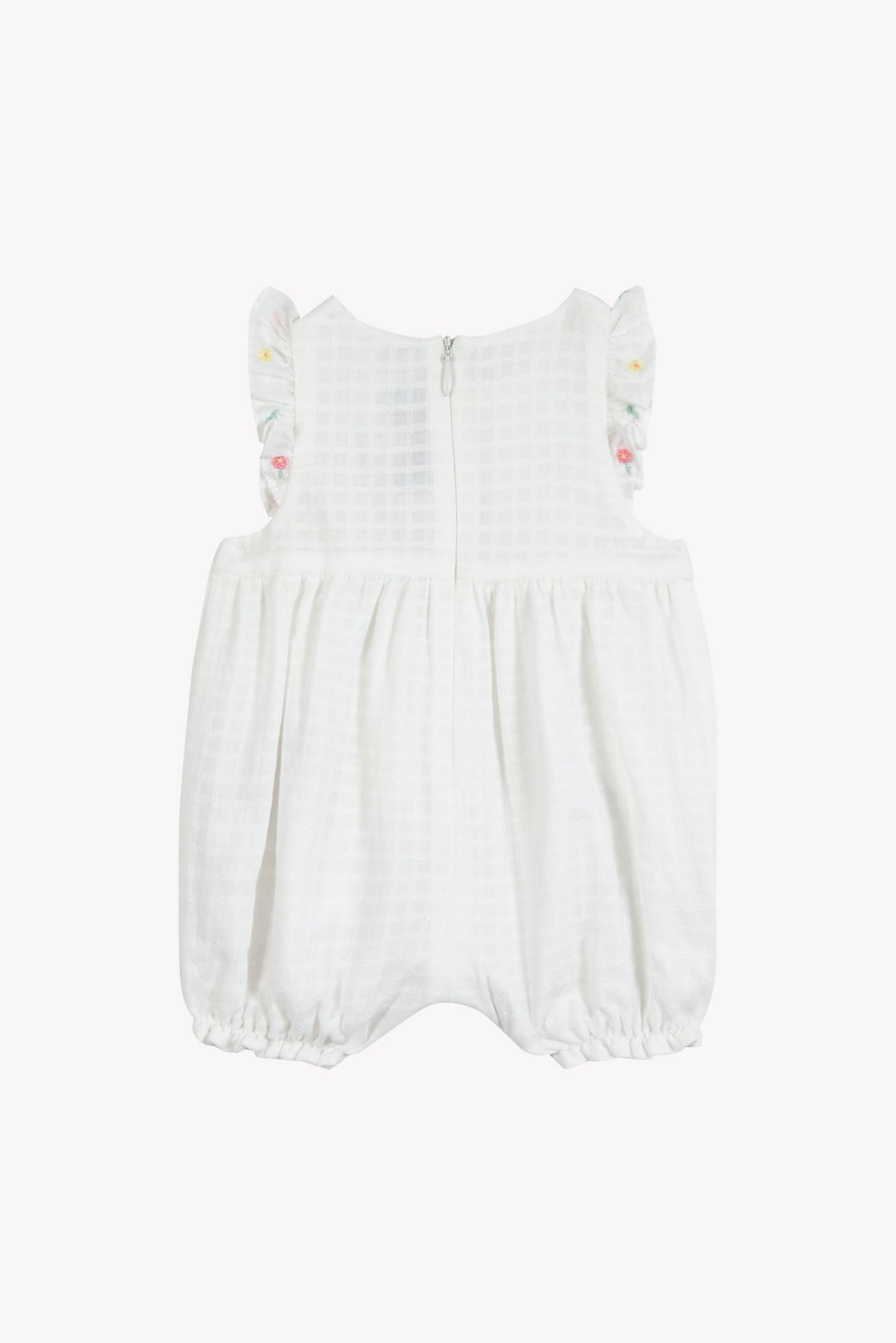 Korte jumpsuit - Wit Borduurwerk bloemen