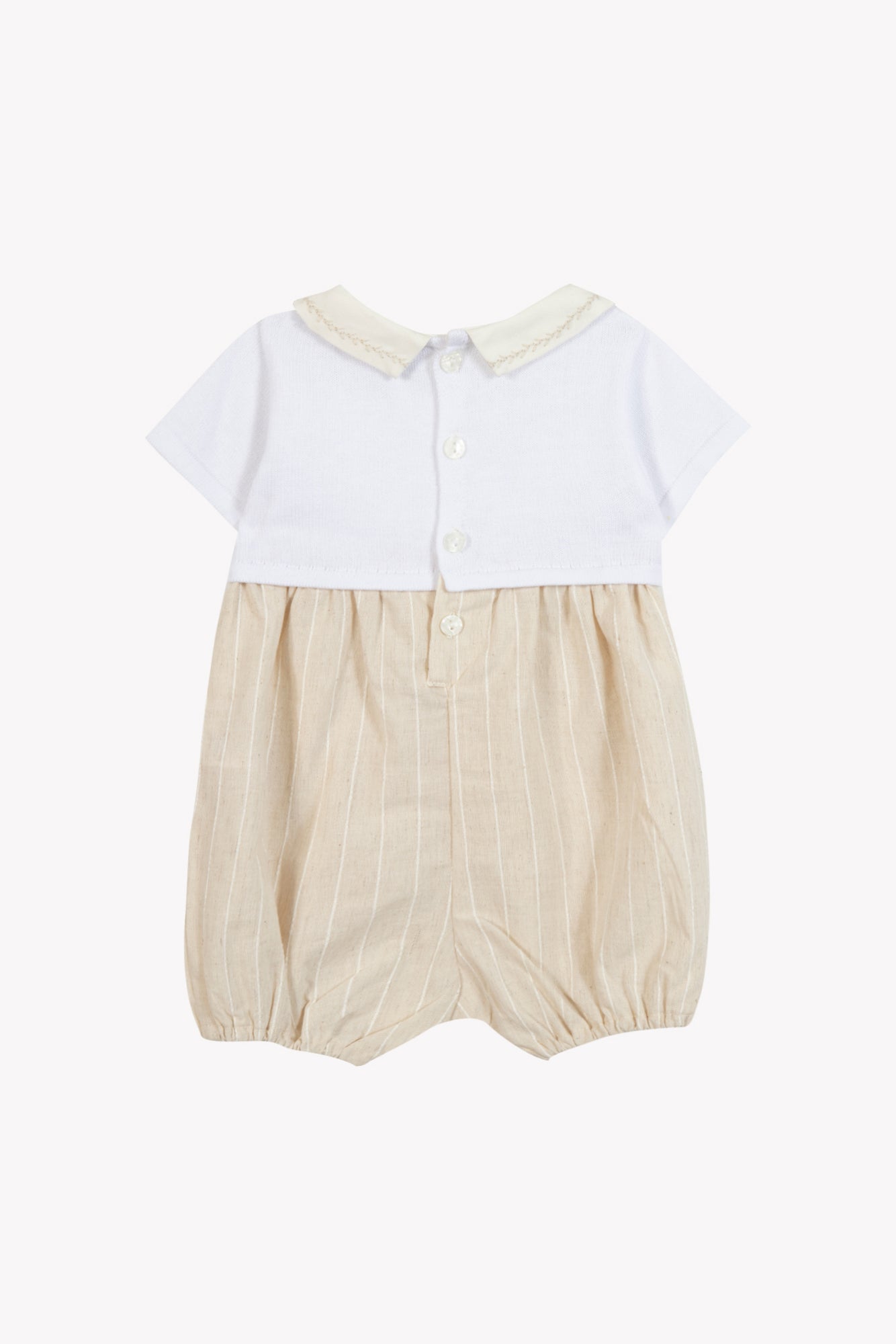 Korte jumpsuit - Beige Streeps