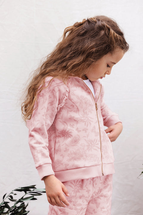 Ensemble Jogging - Rose 100% coton imprime illustration Toile de jouy - Image principale