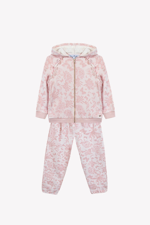 Ensemble Jogging - Rose coton imprimé inspiration Toile de jouy - Image principale