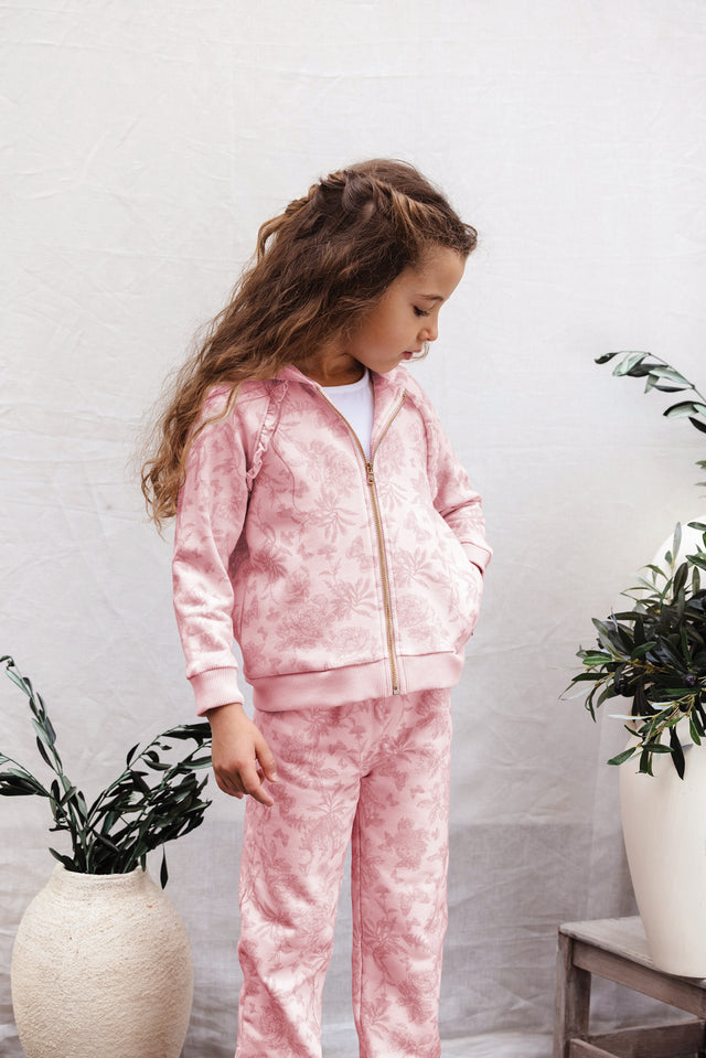 Ensemble Jogging - Rose 100% coton imprime illustration Toile de jouy - Image principale