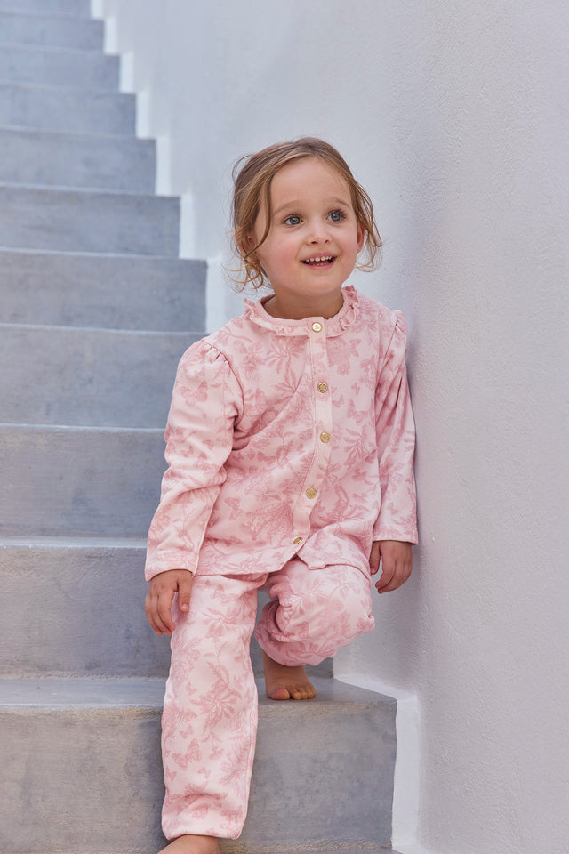 Ensemble Jogging - Rose pâle 100% coton imprimé illustration Toile de Jouy - Image principale