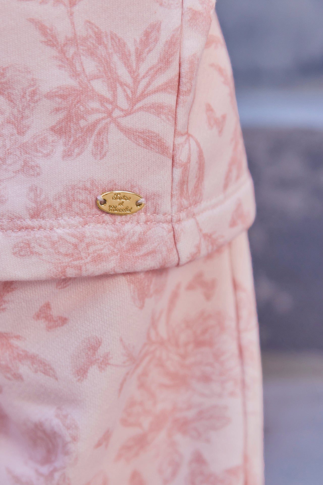 Ensemble Jogging - Rose pâle 100% coton imprimé illustration Toile de Jouy