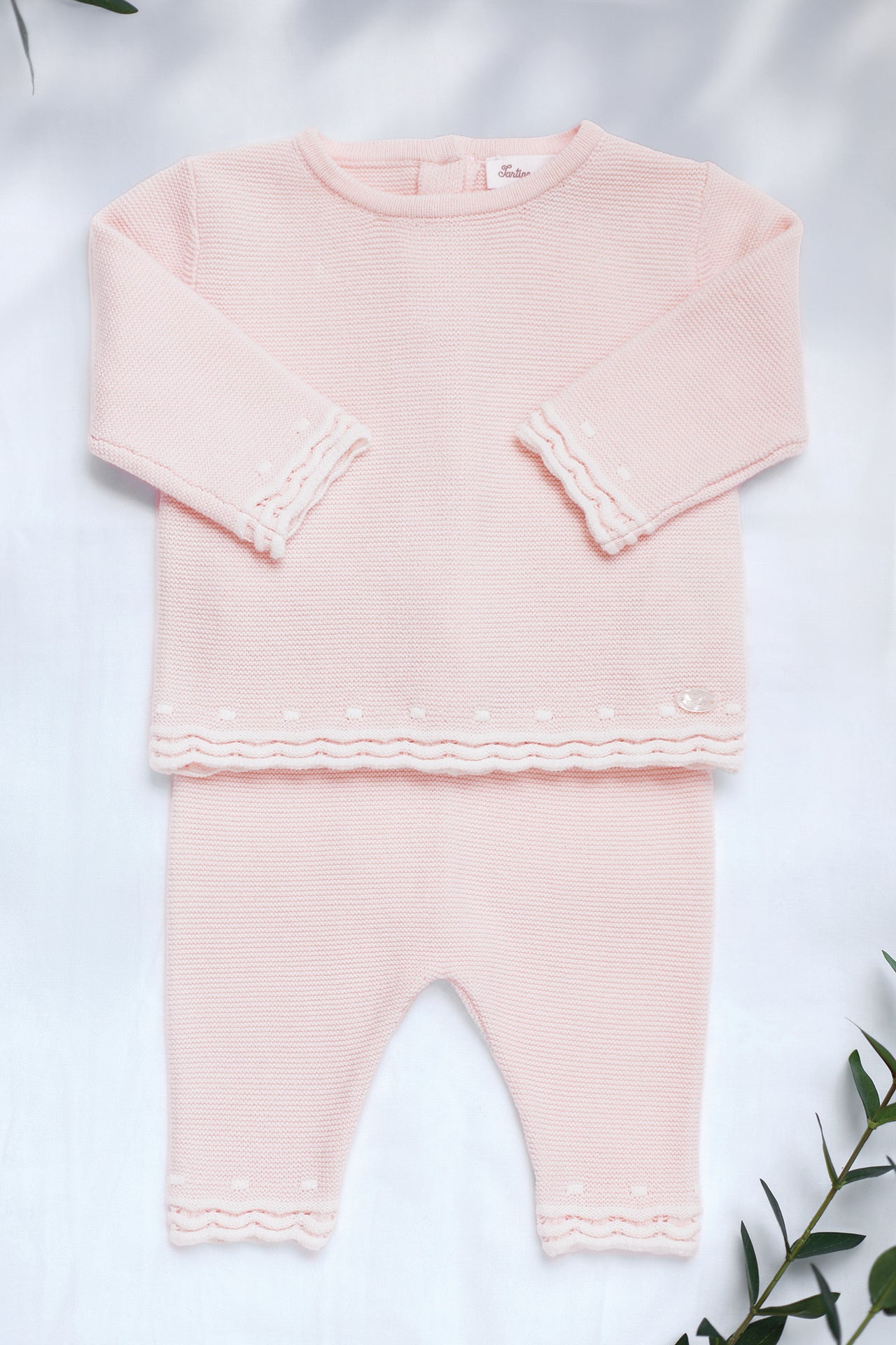 Ensemble long - Rose coton festonné