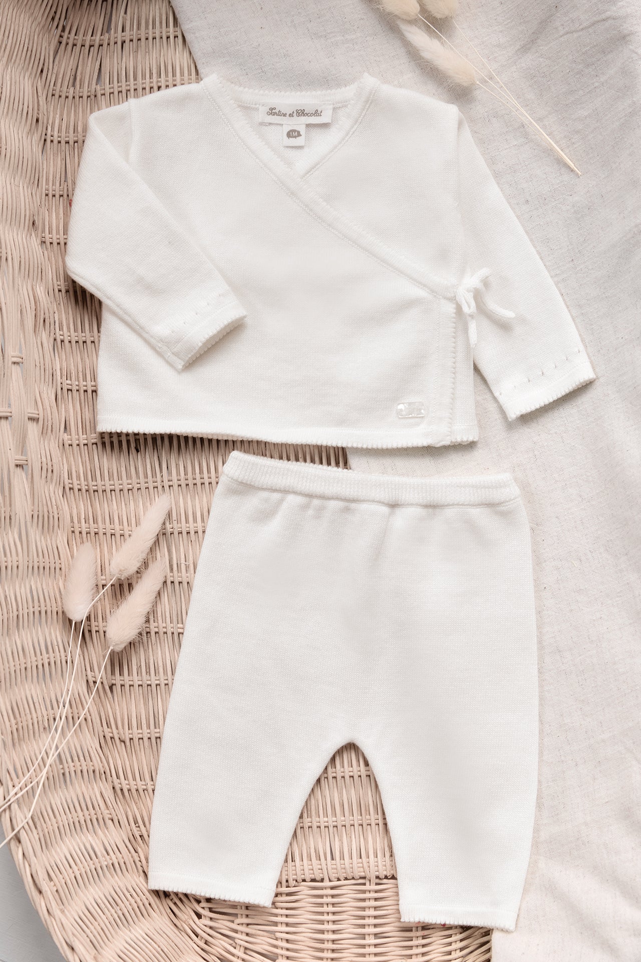 Ensemble long - Ecru coton cache-cœur