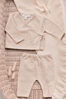 Ensemble long - Beige chiné coton cache-cœur