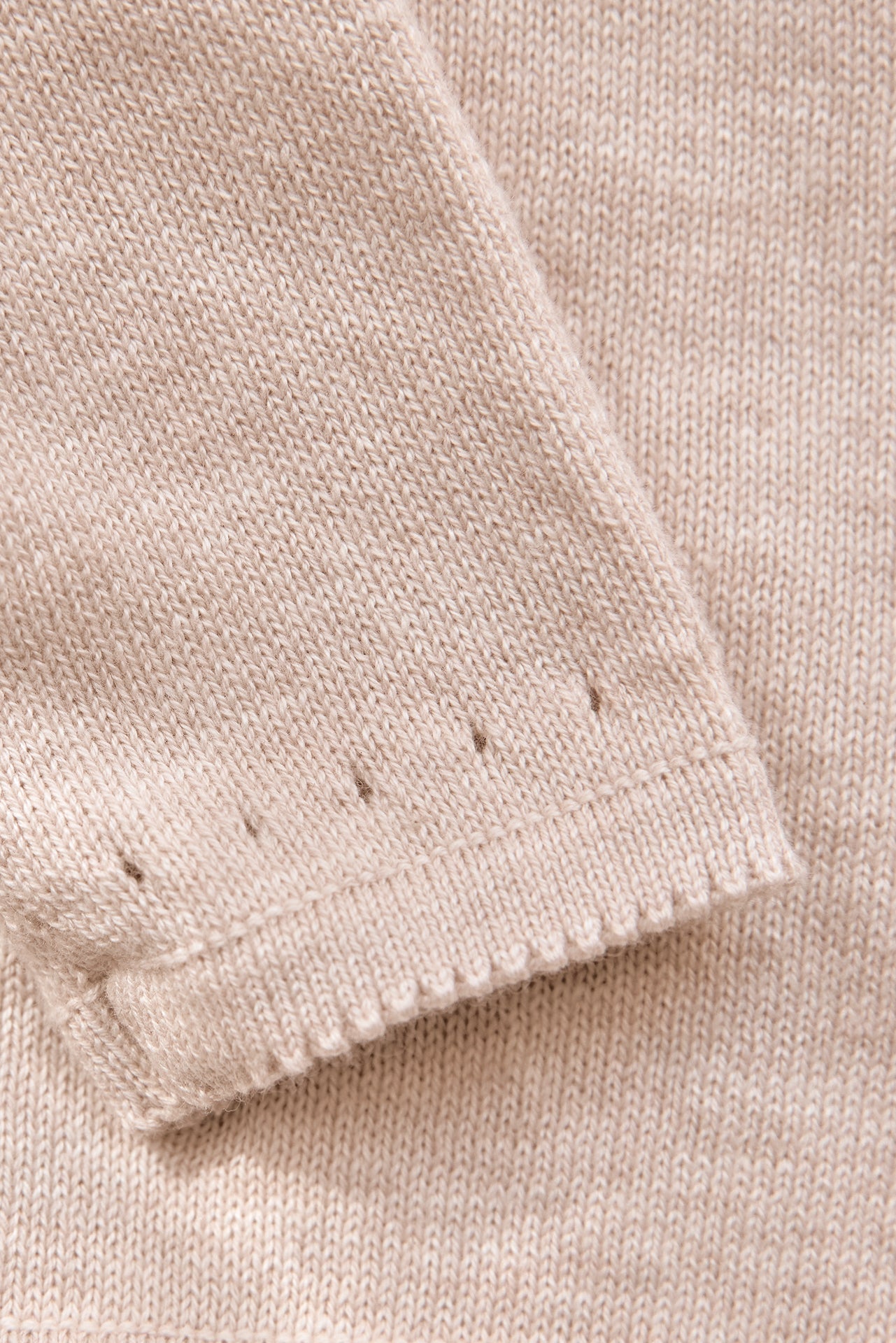 Ensemble long - Beige chiné coton cache-cœur