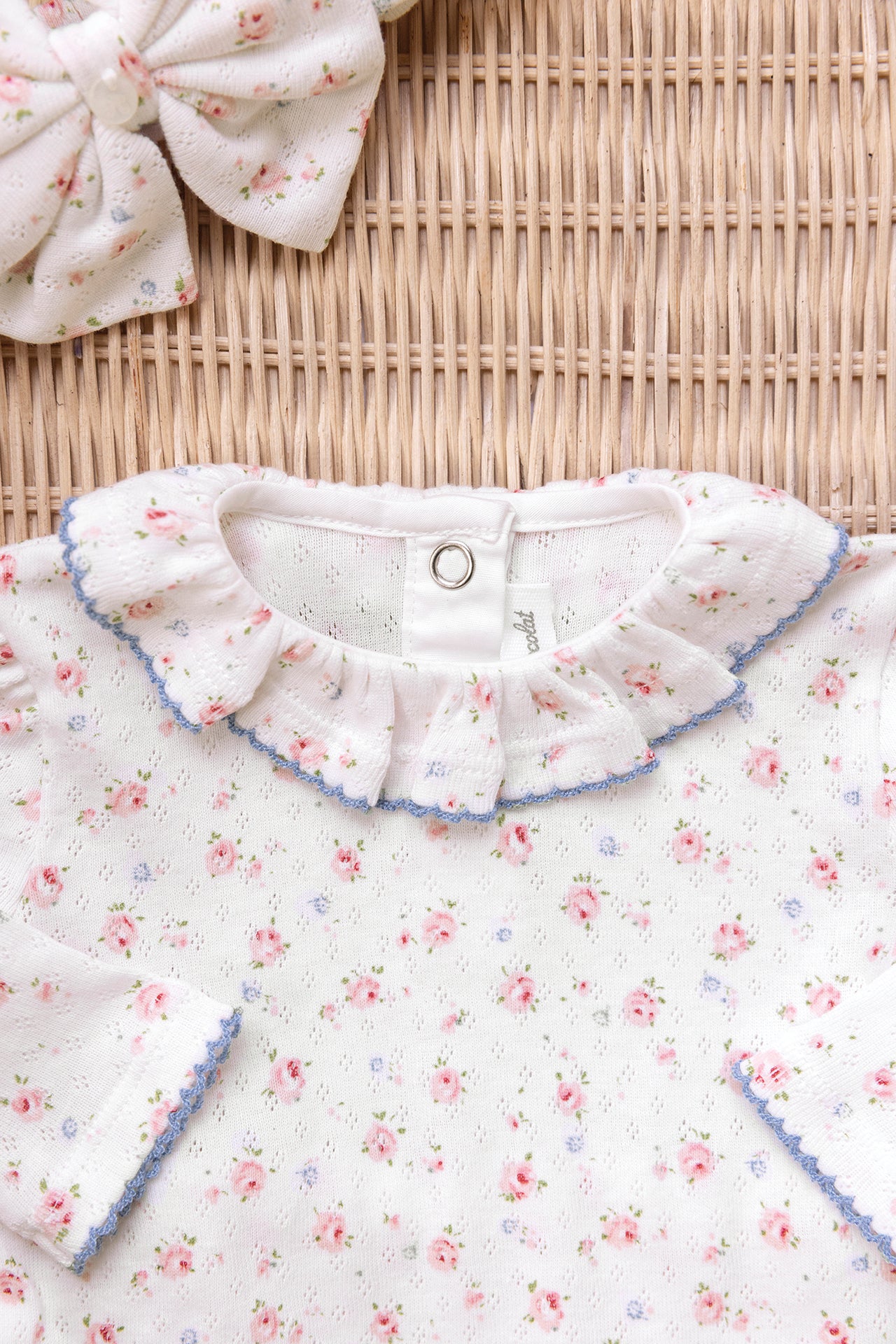 Ensemble long - Ecru coton fleuris