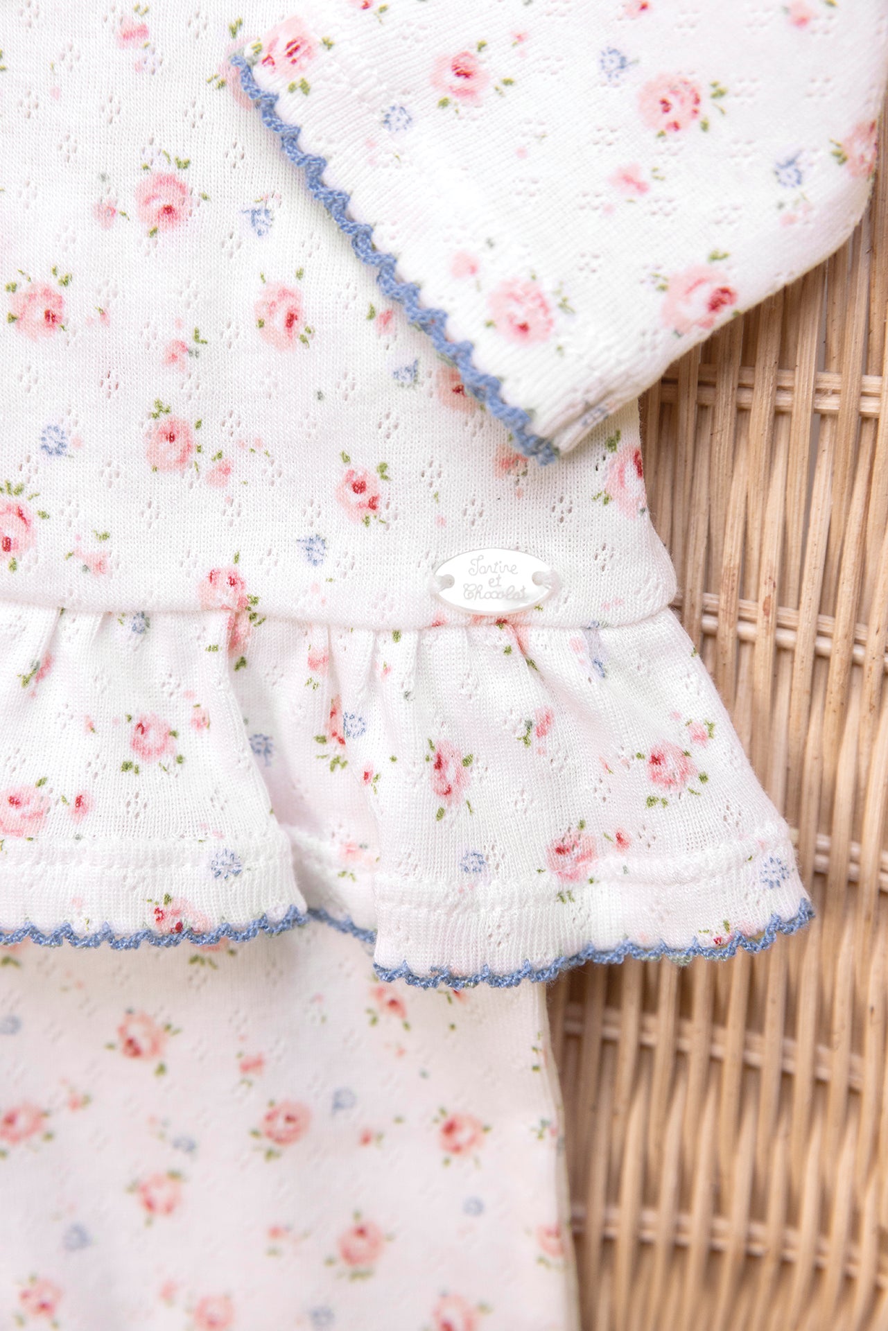 Ensemble long - Ecru coton fleuris