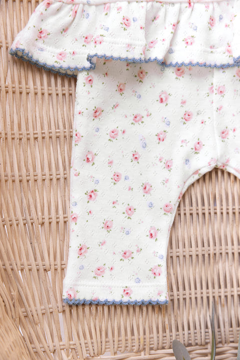 Ensemble long - Ecru coton fleuris - Image principale