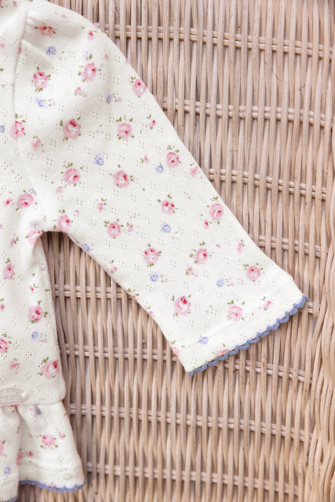 Ensemble long - Ecru coton fleuris