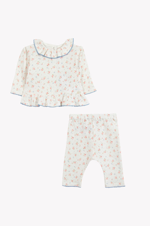 Outfit Lang - Ecru florale Baumwolle - Image principale