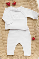 Outfit Lang - Ecru Stickerei Kaninchen