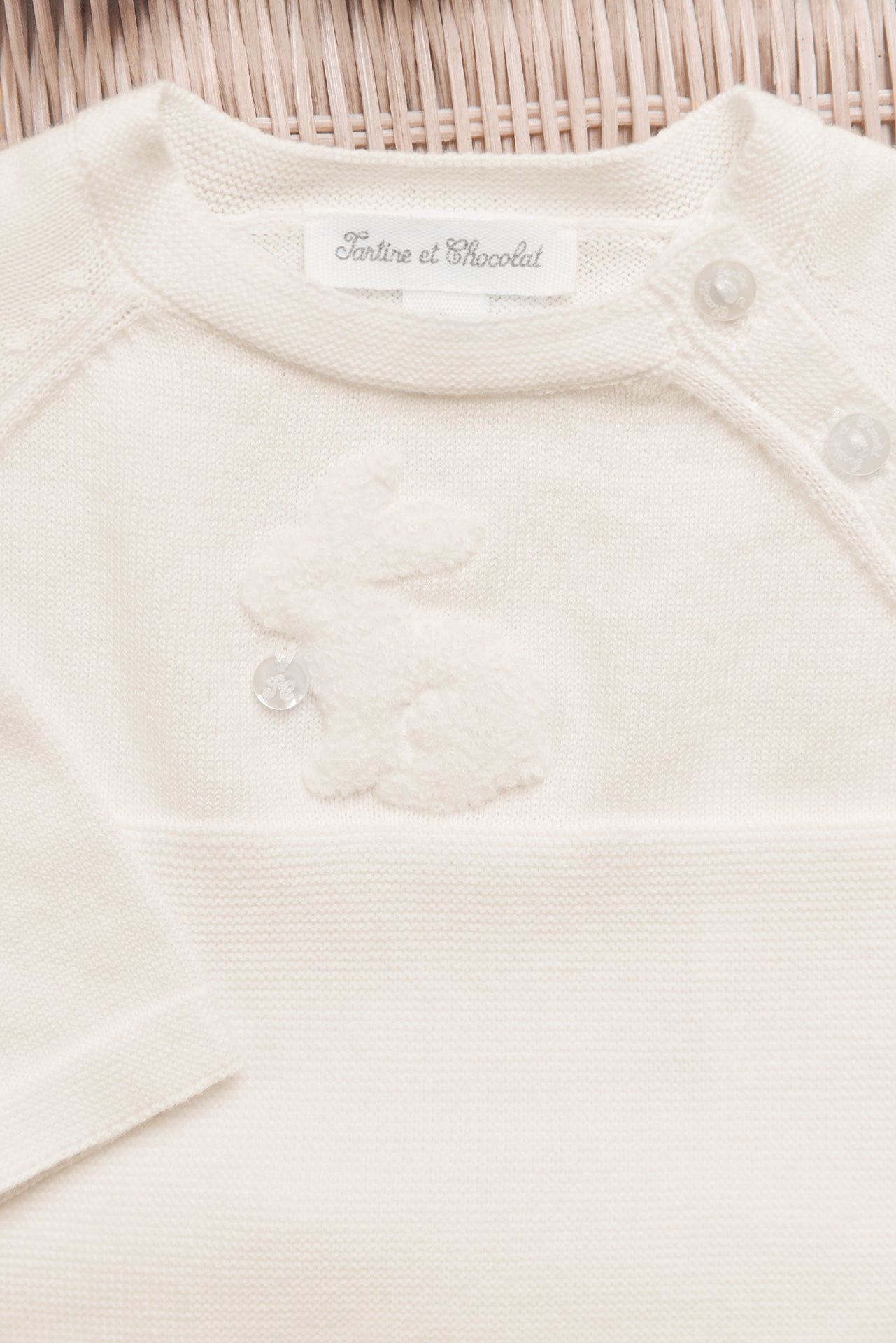 Ensemble long - Ecru broderie lapin