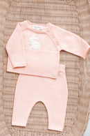 Ensemble long - Rose broderie lapin