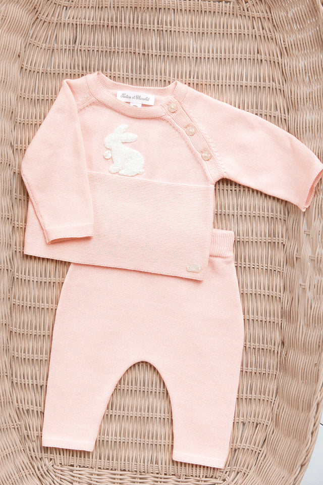 Ensemble long - Rose broderie lapin - Image principale