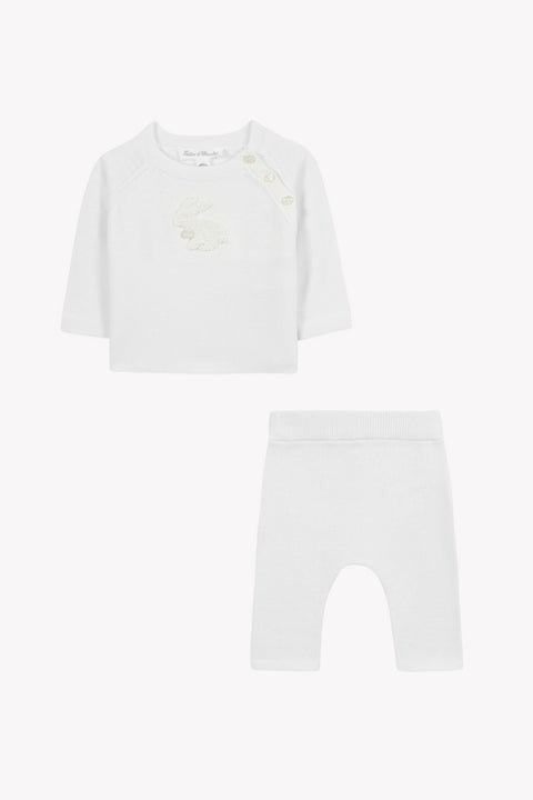 Ensemble long - Ecru coton broderie lapin - Image principale