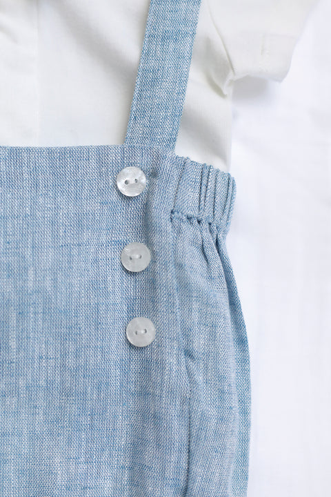 Ensemble court - Bleu coton col pointu - Image principale