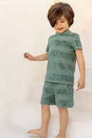 Insiemi corto: cotone kaki Righe