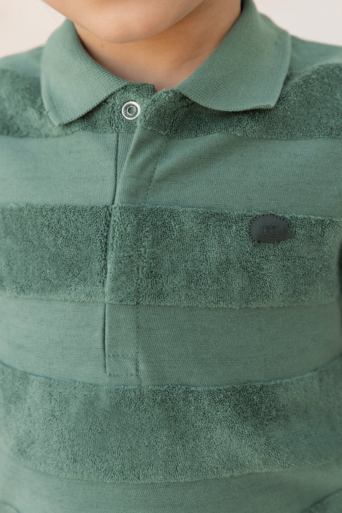 Ensemble court - Kaki coton rayures - Image principale