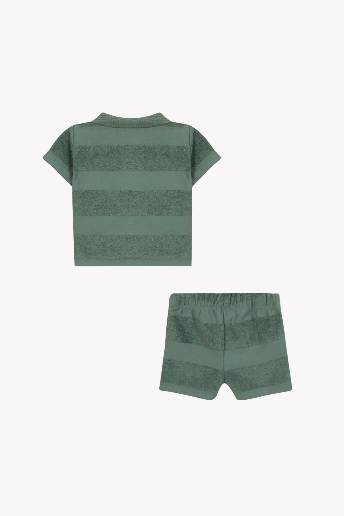 Set kort - Kaki katoen Streeps