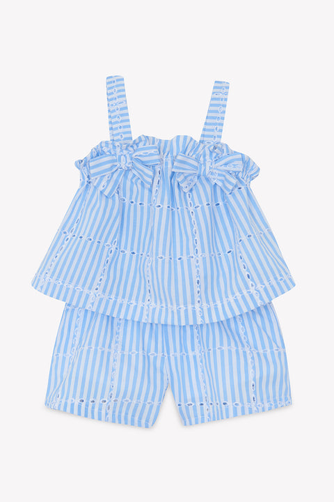 Ensemble court - Azur coton rayures - Image principale