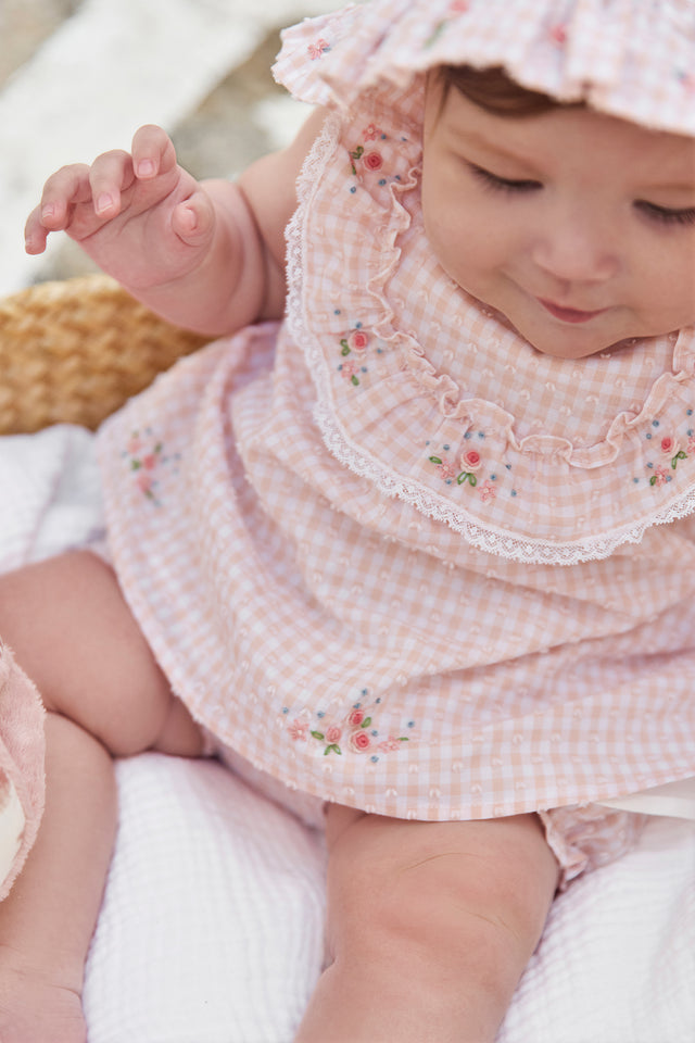 Outfit kurz - Rosa  Baumwollmuster Zweifarbiges Gingham - Image principale