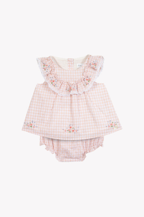 Outfit kurz - Rosa  Baumwollmuster Zweifarbiges Gingham - Image principale
