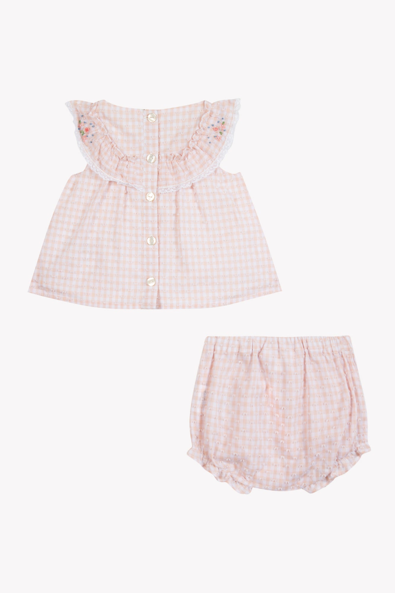 Outfit kurz - Rosa  Baumwollmuster Zweifarbiges Gingham