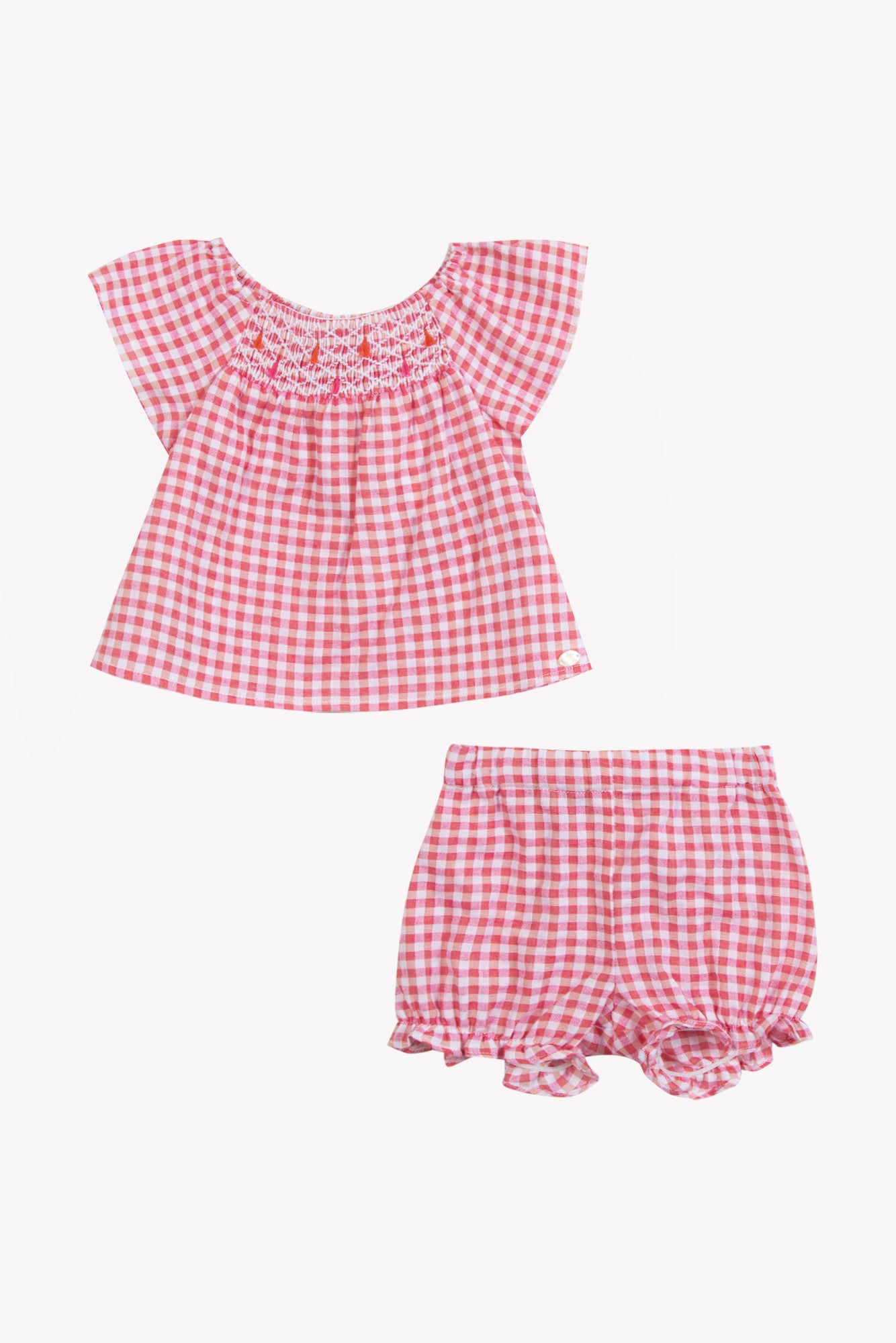 Insiemi breve - Rosa motivo in cotone Vichy