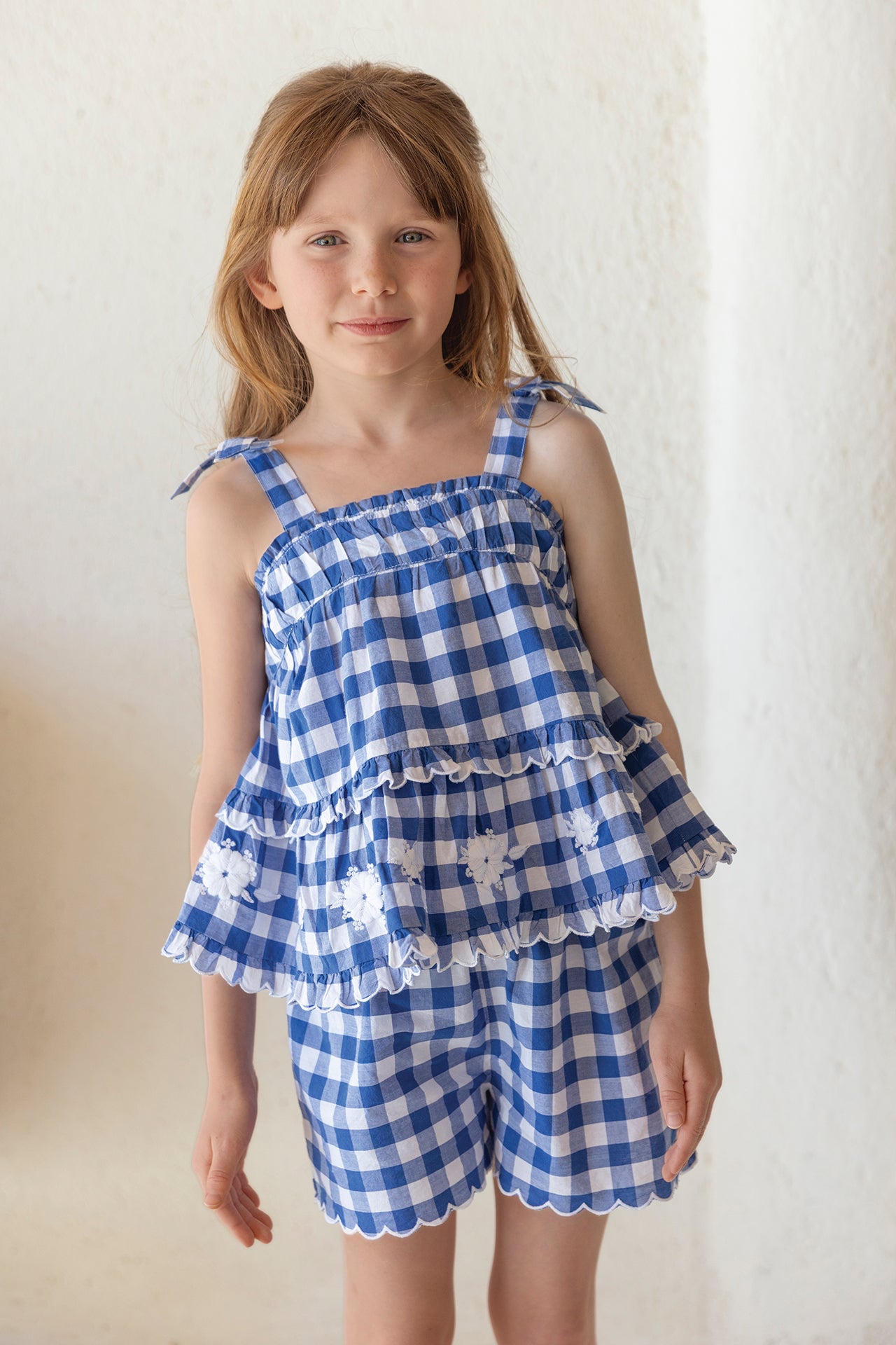 Ensemble court - Bleu électrique motif vichy