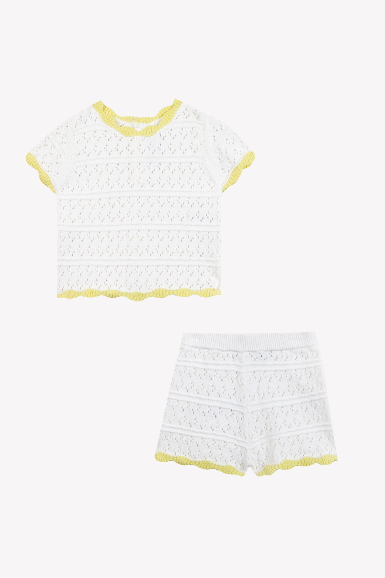 Outfit kurz - Ecru durchbrochener Strick