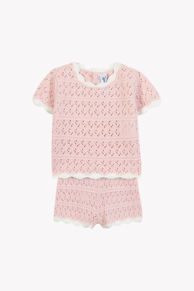 Outfit kurz - Blassrosa durchbrochener Strick - Image principale