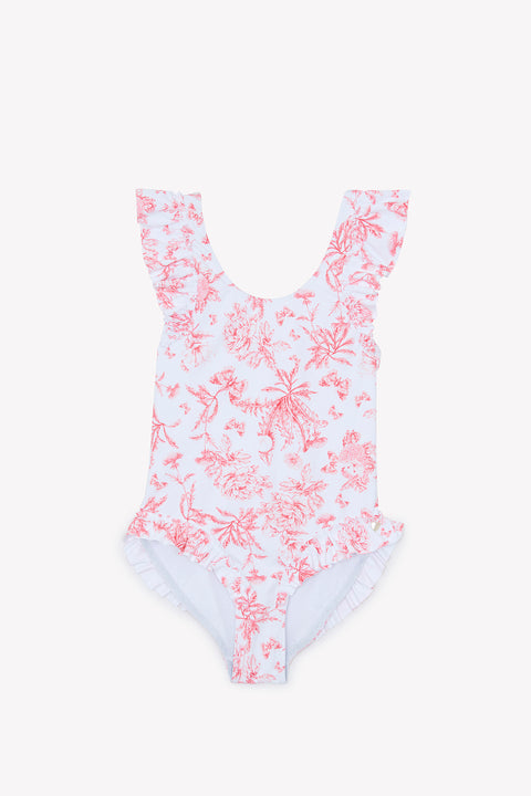 Badeanzug - Rosa inspirierender Druck Toile de Jouy - Image principale