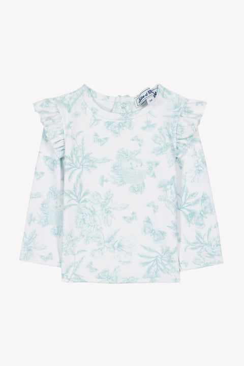 Camiseta baño - Verde Estampado inspiración Toile de Jouy - Image principale