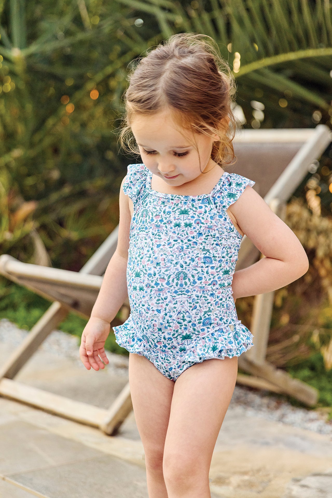 Maillot de bain - Marine imprimé tissu liberty croisé