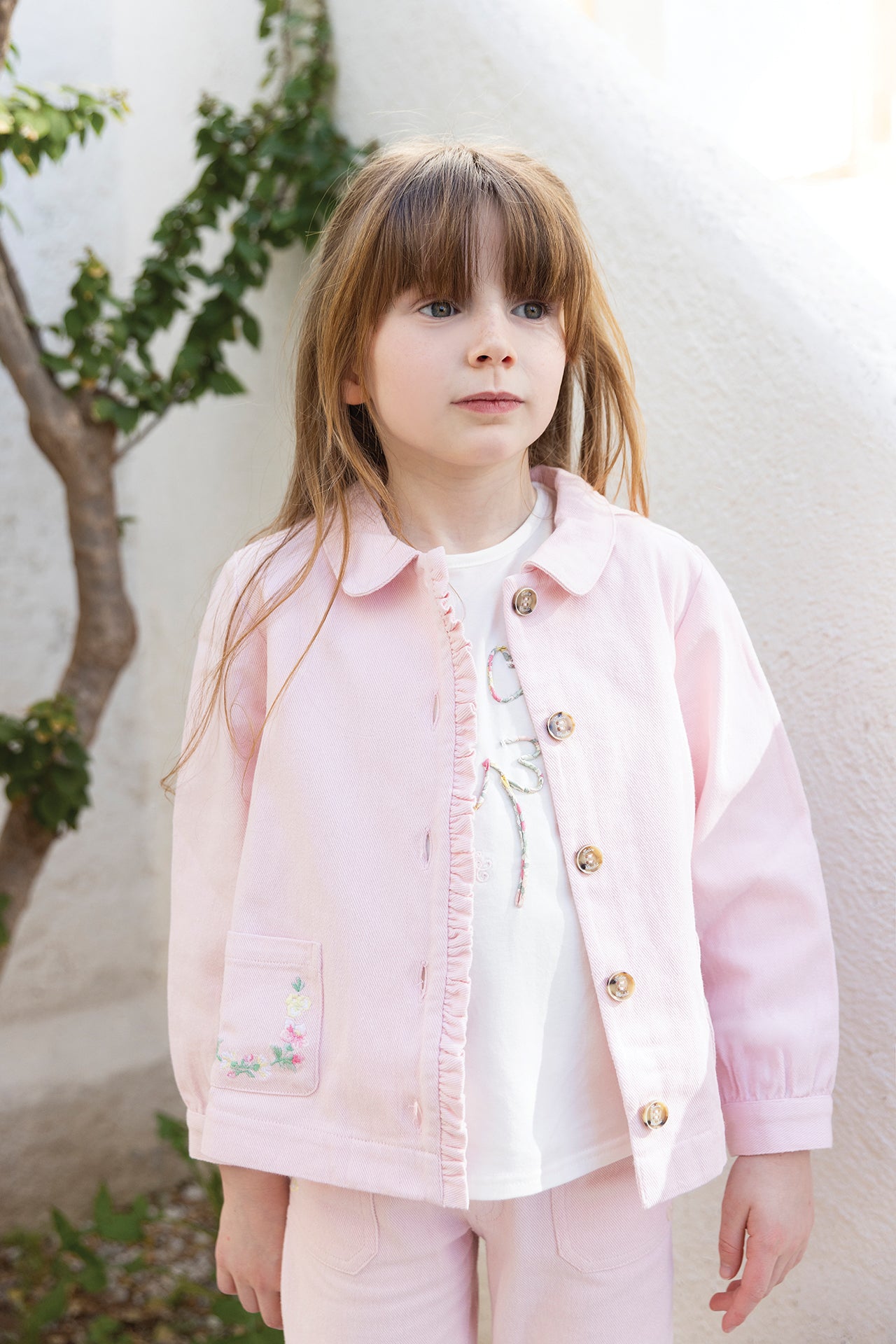 Veste - Rose coton broderie