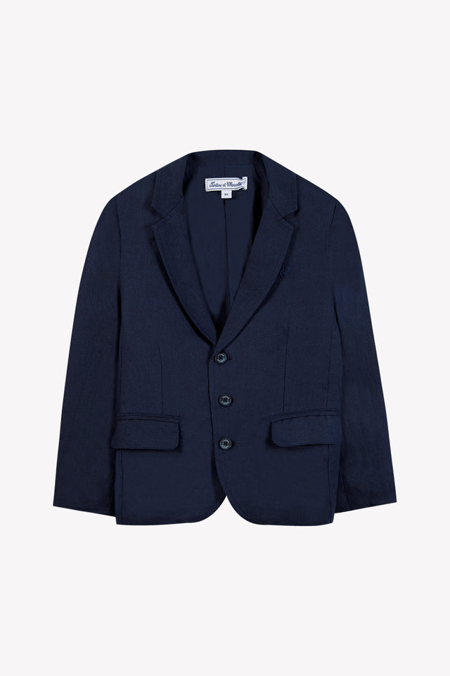 Chaqueta - Azul marino Lino Ceremonia - Image principale